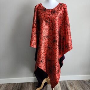 Spider Web Poncho Cape Adult OS Red Purple Halloween Costume Goth Role Play LARP